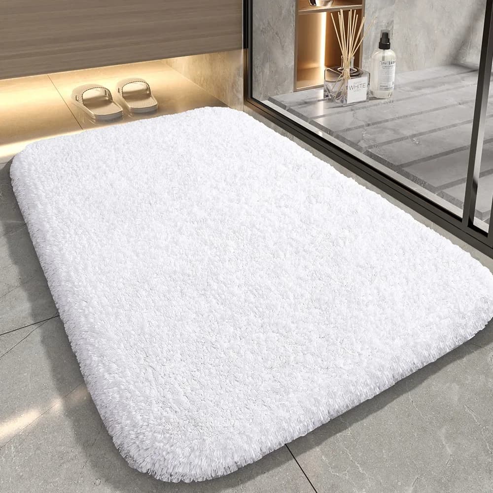 Tappetino da bagno in superfibra ispessita tinta unita, tappeto da bagno ad assorbimento rapido dell'acqua, morbido e delicato, antiscivolo in lattice TPR