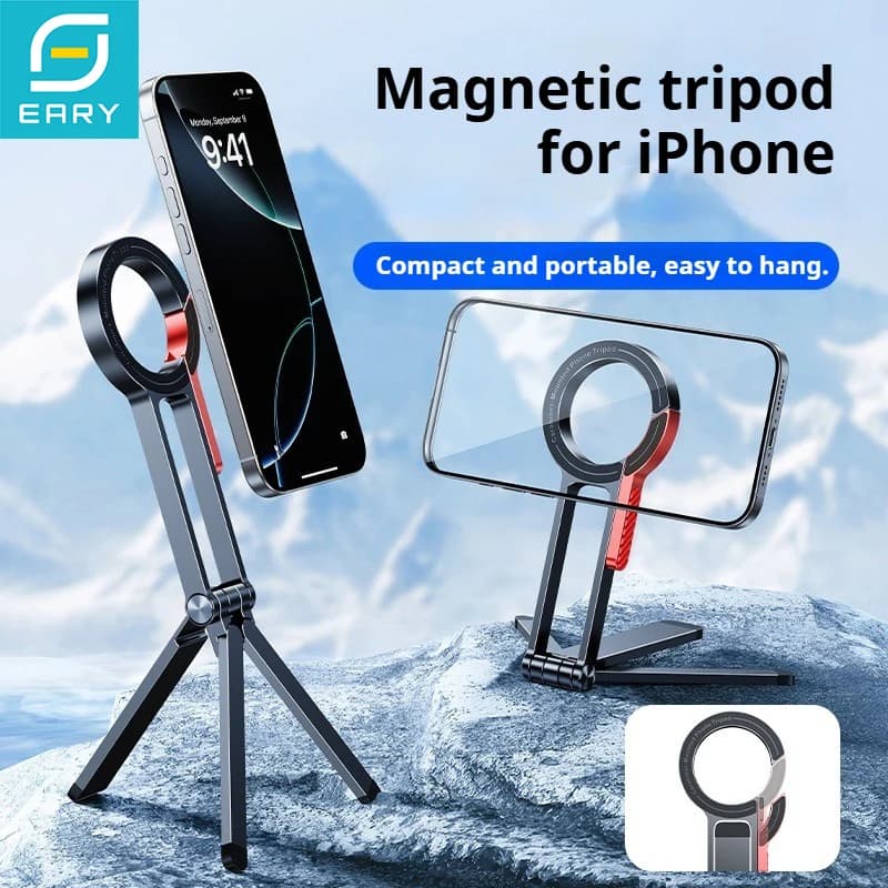 Treppiede magnetico per selfie stick Eary per iPhone Mini supporto per telefono portatile compatibile con MagSafe per la registrazione video in viaggio