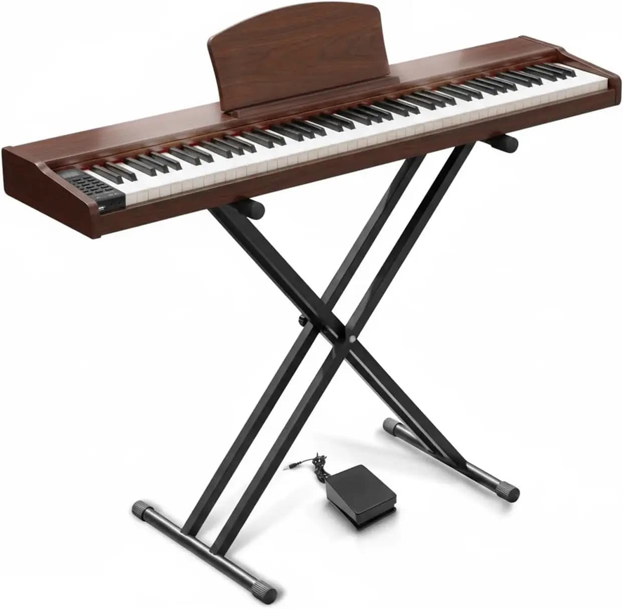 Pianoforte Digitale a 88 Tasti Semi-Pesati con Finitura in Legno, Include Supporto, Leggio e Cuffie per Principianti e Professionisti