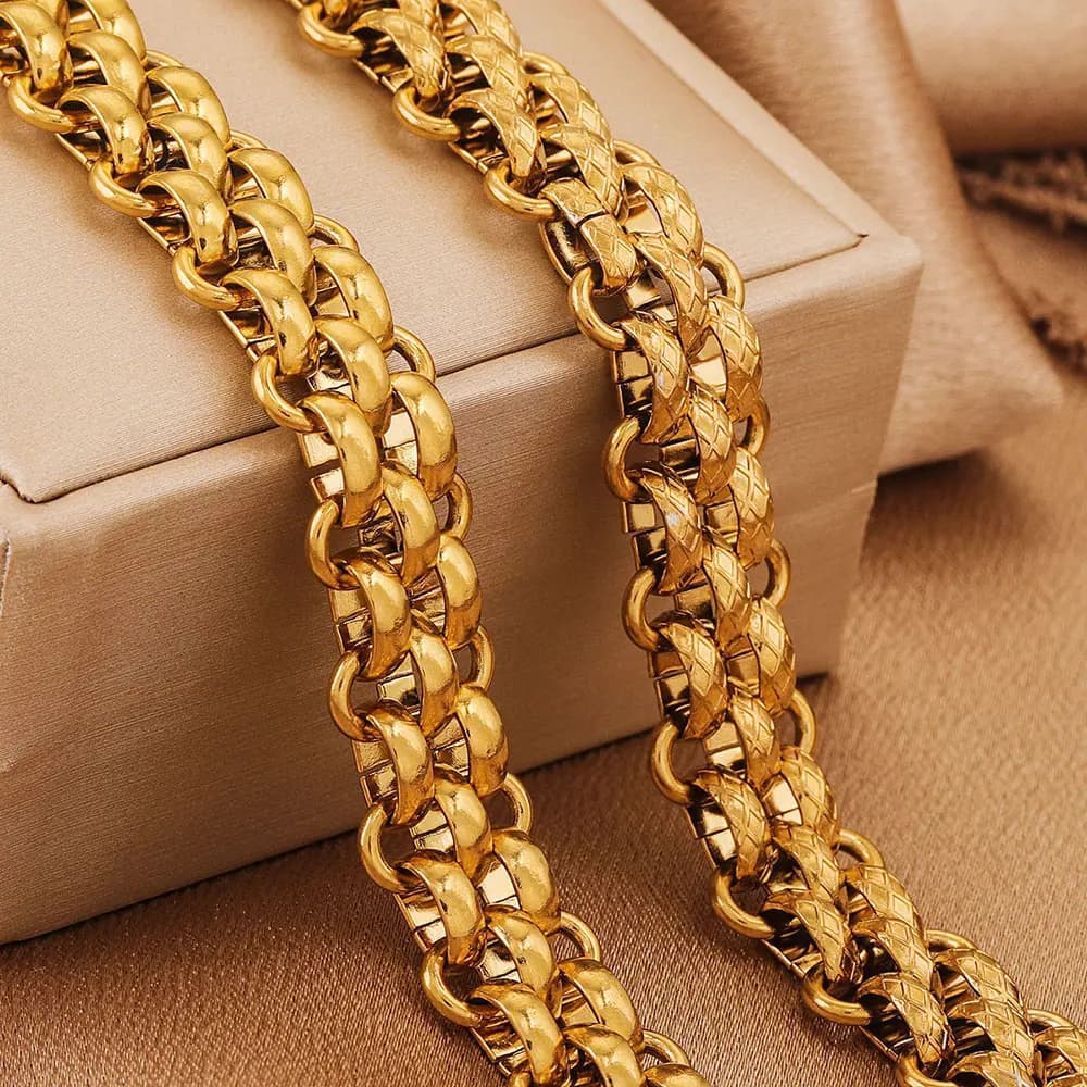 1 metro di larghezza 13 mm catena in acciaio inossidabile placcato oro lucido grande spessore braccialetto fai da te collana creazione di gioielli accessori all'ingrosso