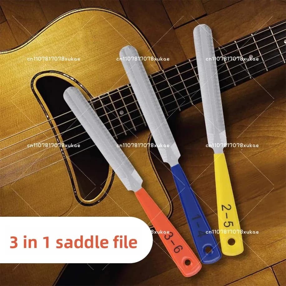 Lima per dadi per chitarra da 3 pezzi, set di lime con intaglio a doppio dado, lima per caratteri per chitarra in acciaio inossidabile per ukulele con mandolino basso