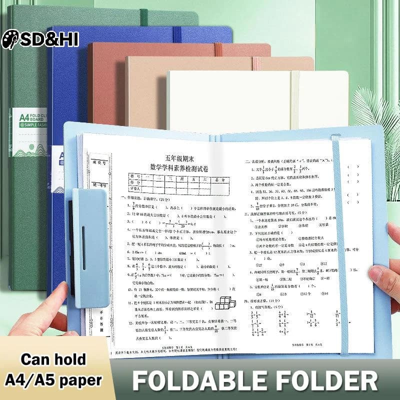 Foldable Folders A4 To A5 Folder A4 Folding Board Student Test Paper Storage Folder Organize Folder File Contract Folder