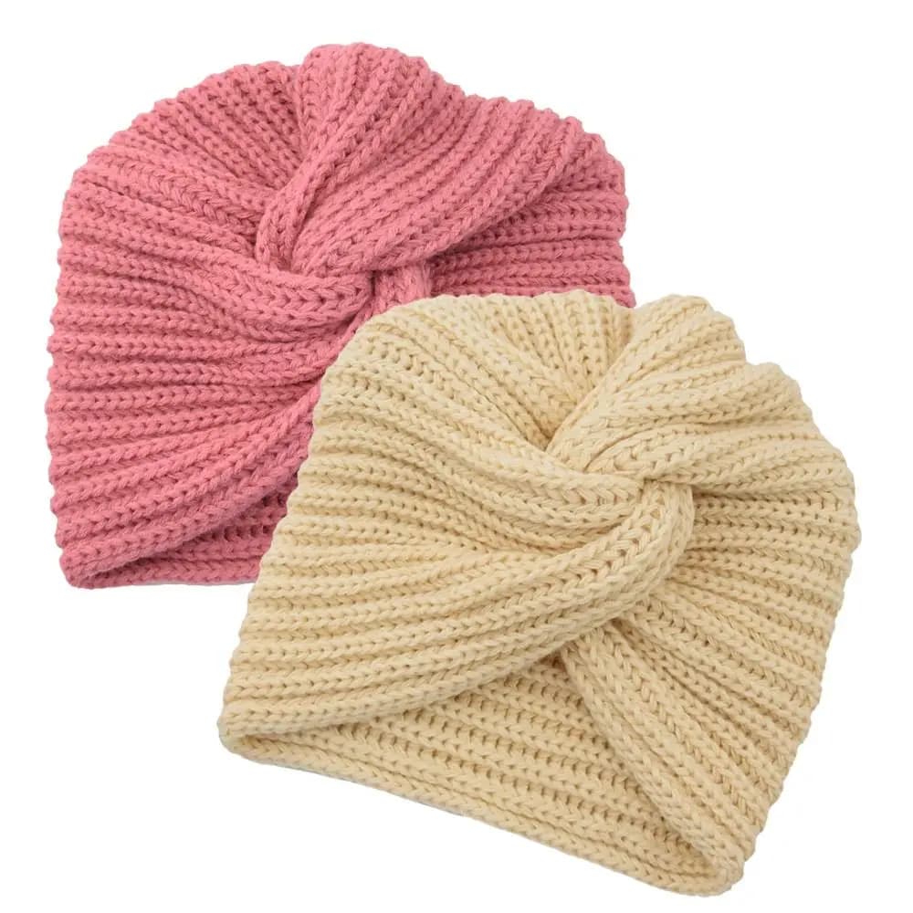 Casual Twist Knitted Turban Hat Warm Bonnet Design Cashmere Bonnet Cross Wrap Head Wool Turban Cap Girls