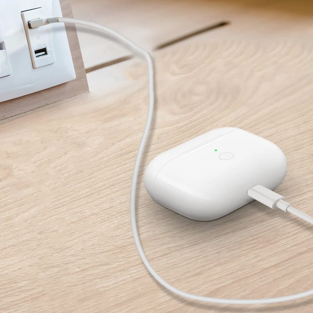 Custodia di ricarica per IOS/ ​ Custodia per caricabatterie con porta di tipo C con pulsante di sincronizzazione dell'accoppiamento compatibile con Bluetooth per AirPods Pro di seconda e 1a generazione