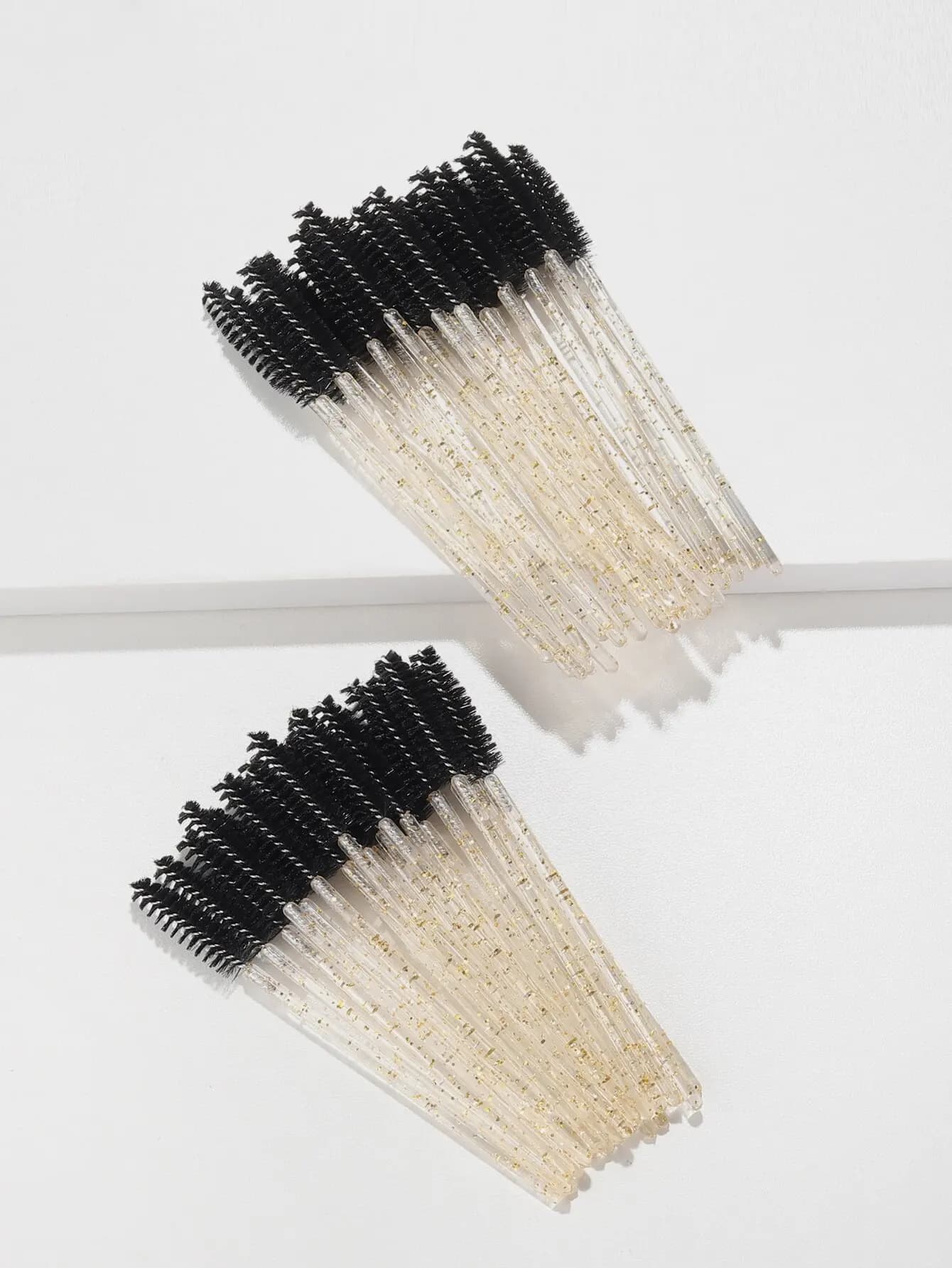 RANCAI 50 Packs of Disposable Glittered Mascara Scovolini, Makeup Applications, Eyelash Extension Tools Kit, Golden Crystal Handle, Black Head, Eyebrow Brush, Umbrella Brush, Spoolie, Eyelash Brush, Beams