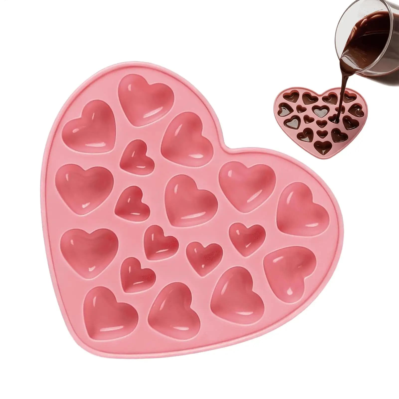 Stampo in Silicone a Forma di Cuore per Cioccolato, Caramelle, Gelatine, Set per Dolci, Stampi per Ghiaccio e Torte, Set per Candele e Saponi, Regali per San Valentino