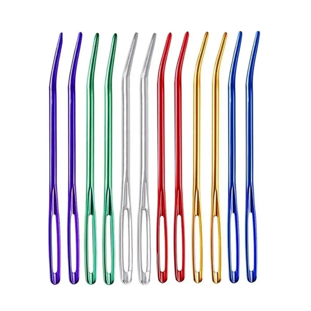 Bent Tip Big Eye Bent Needle Aluminum Multisize Knitting Needles Yarn Weave Tool Carpet Crocheting Hooks