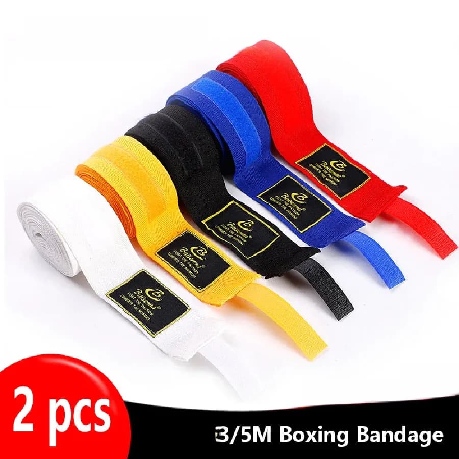 2 Rolls of 1.5/2/3/5M Cotton Boxing Bends, Sports Faxes for Sanda, Kick Boxing, MMA, Boxing Gloves, Hand Protective Faxes