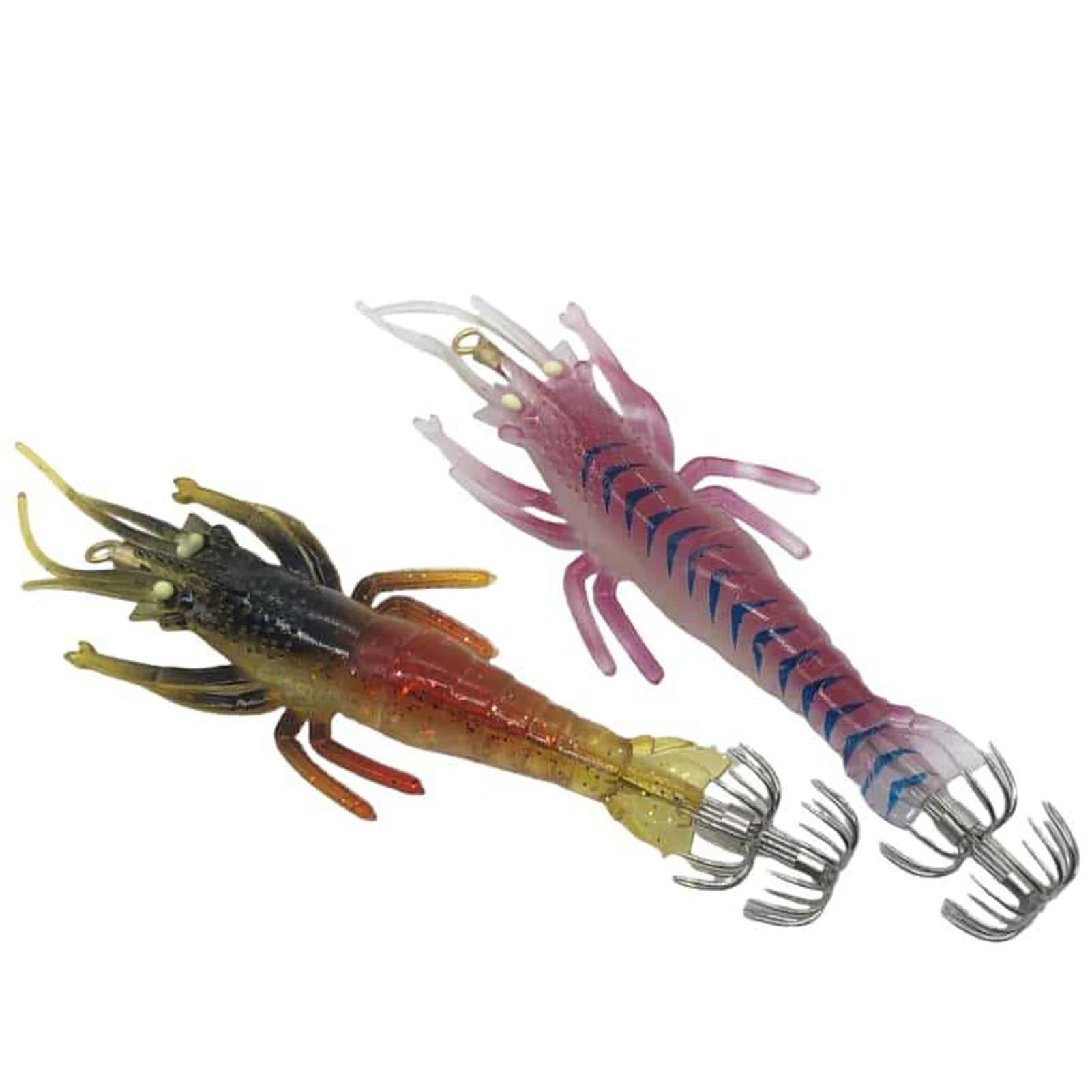 Luminoso gamberetti calamari Jig ganci PVC gamberetti calamari esca seppie polpo esche da pesca notte incandescente calamari gancio