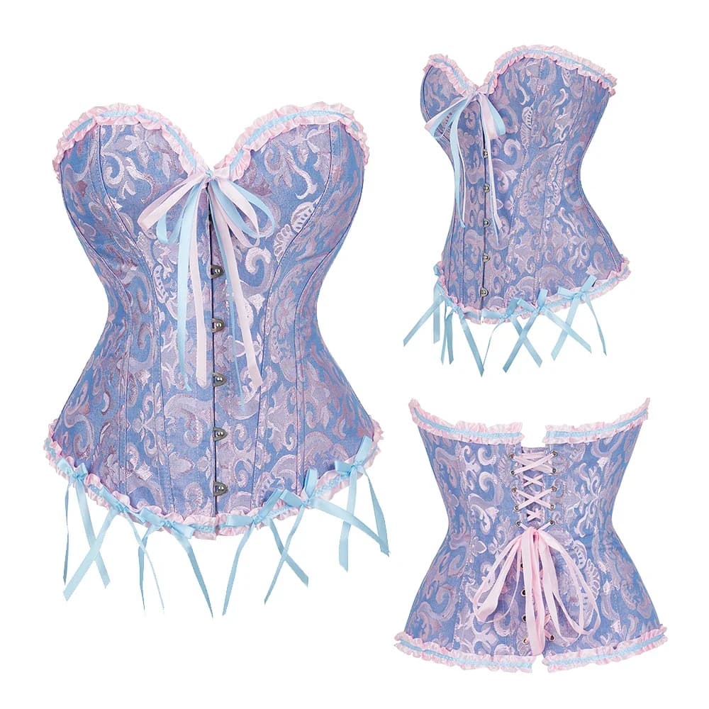 2025 New Fashion Sexy Women's Black Palace Bustier Corset Basque Floral Lace Top Jacquard Underwear Waist Tummy Vest