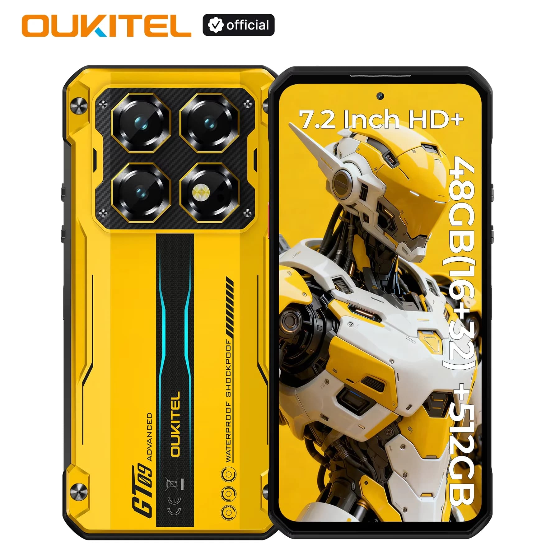 OUKITEL WP60 Telefono robusto da 10000 mAh Display HD+ da 7,2" 48 GB (16+32) + 512 GB MTK 7025 Smartphone Android 15, fotocamera da 108 MP, NFC, 120 Hz