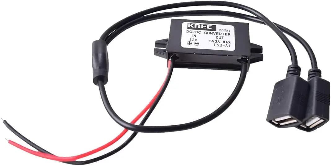 Cavo di Alimentazione USB Doppio da 12V a 5V per Auto, per Dash Cam, GPS, DVR, Ricarica Rapida