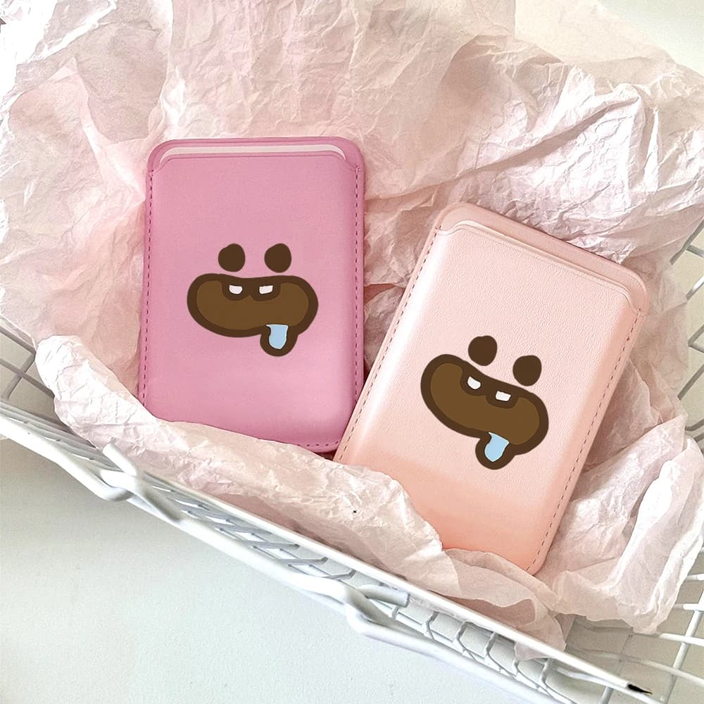 Custodia a portafoglio in pelle marrone con design Kawaii per telefono, compatibile con MagSafe, sottile, antiurto, resistente ed elegante
