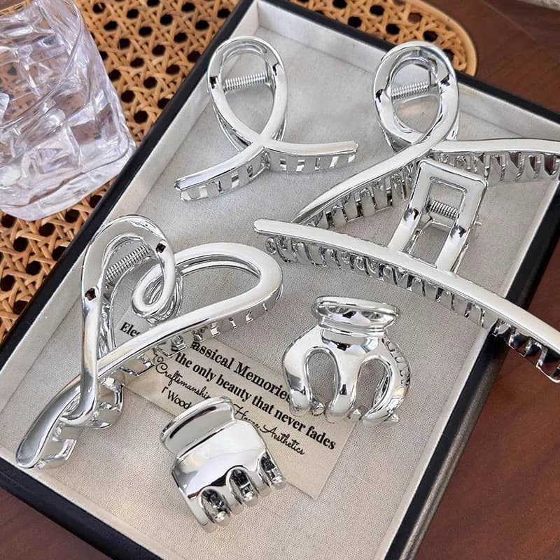 Elegante fermaglio per capelli in metallo imitazione argento Morsetto per squalo da donna Accessori per capelli di fascia alta Fermagli per capelli alla moda per donna
