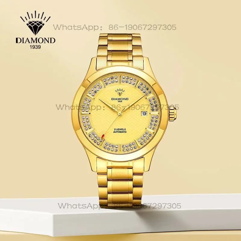 Orologio meccanico automatico Shanghai Diamond Brand, orologio da uomo impermeabile con diamanti di fascia alta S301
