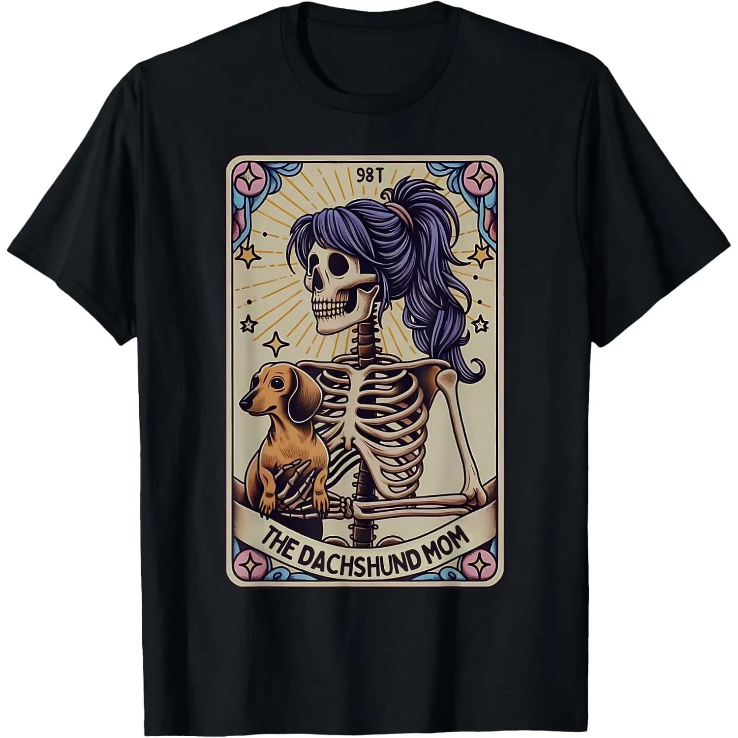 Dachshund Mom Tarot Card Halloween Witchy Vibes T-Shirt Size S-5XL