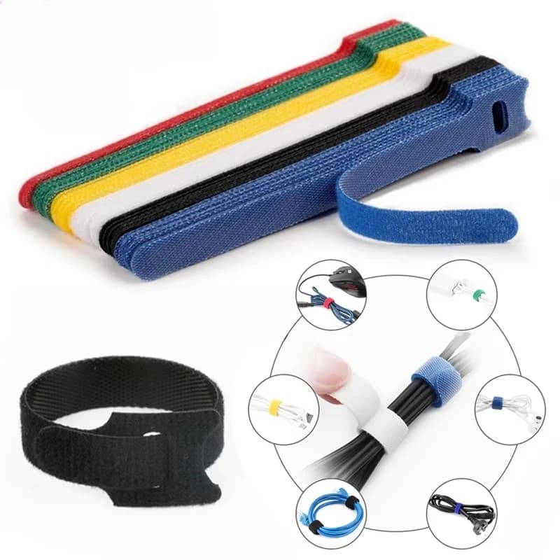 Set di 20 Organizzatori per Cavi con Avvolgicavi e Fascette, Autoadesivi per Cavi, Auricolari e Caricabatterie, Riutilizzabili per Casa e Ufficio