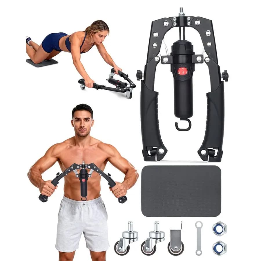 Arm Trainer 2in1 with Wheel AB Roller, Power Twister Hydraulic Powered, 22440LBS Adjustable Resistance, Home Gym Equipment