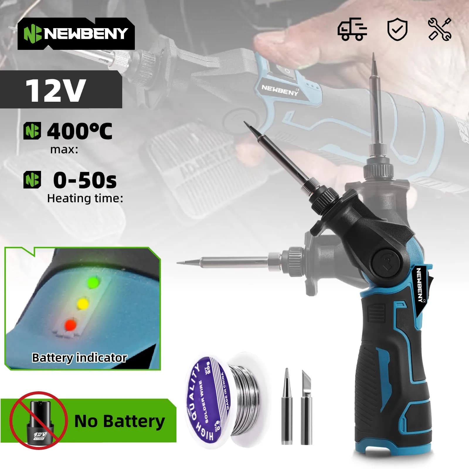 NUOVOBENY 400 ℃ 30W Saldatore Elettrico Pistola Saldatore Palmare Pistola Ad Aria Calda Riscaldamento Saldatura Dissaldatura Strumento di Riparazione Per 12V Batteria