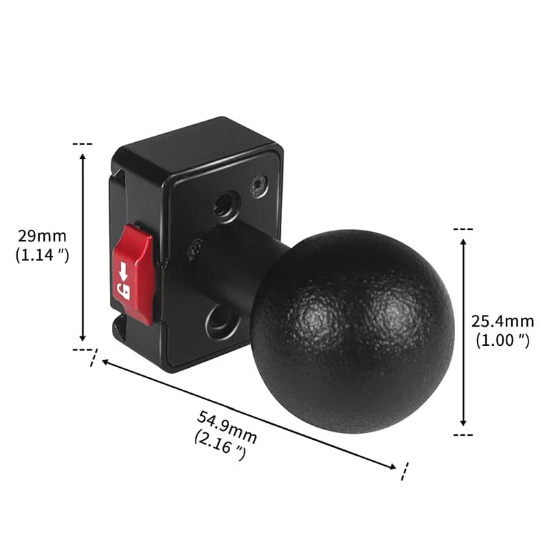 Adattatore di montaggio a sgancio rapido con vite da 1/4 di pollice a testa sferica da 25 mm (1 pollice) per accessori per action camera Gopro Hero Insta360