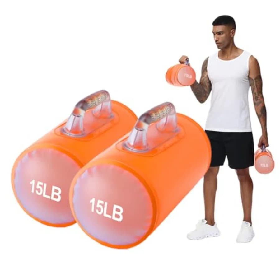 Manubri ad Acqua per Allenamento di Forza, Pesi Regolabili 40Lbs 30Lbs 20Lbs 10Lbs 4Lbs, Set Palestra Portatile, Ciascuno da 20/15/10/5/2 Libbre