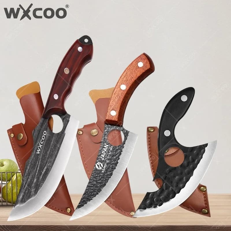 Coltello da Disosso WXCOO in Acciaio Inossidabile, Coltello da Macellaio per Cucina, Coltello da Macellazione Ovina, Coltello da Chef per Affettare Frutta, Forgiato a Mano