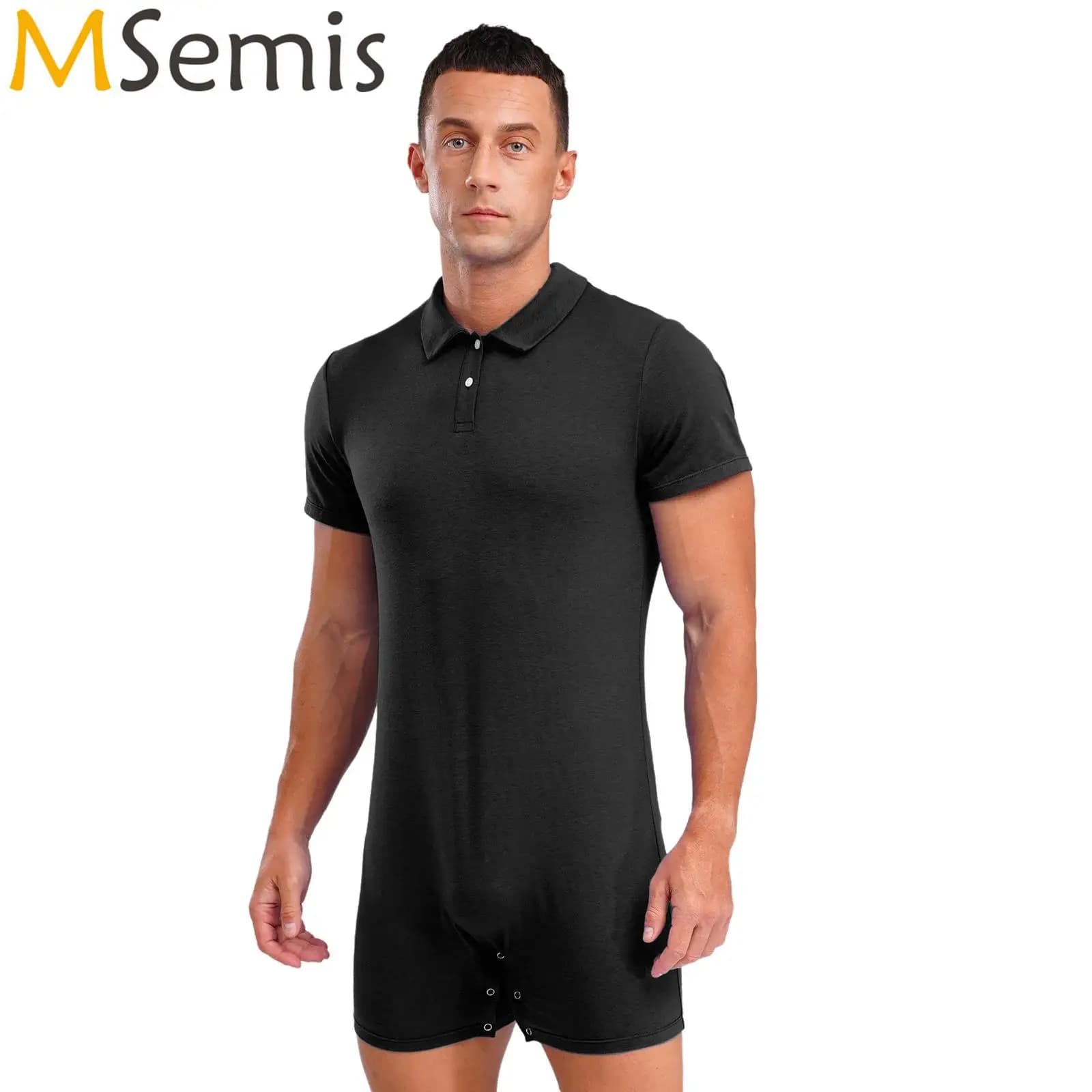 Men's Pagliatto Pigiama Colletto with Revolved Bottoni Body Pagliazzo Short Sleeves Gym Training Fitness Sexy Shorty Tuta Men's Nightwear