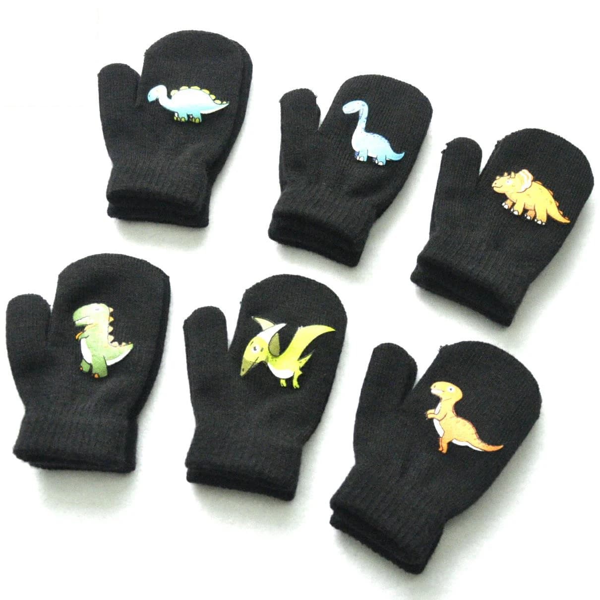 1-3Y bambini inverno addensare peluche guanti caldi per ragazzo ragazza bambino nuovo dinosauro solido guanti lavorati a maglia guanti da sci ciclismo all'aperto