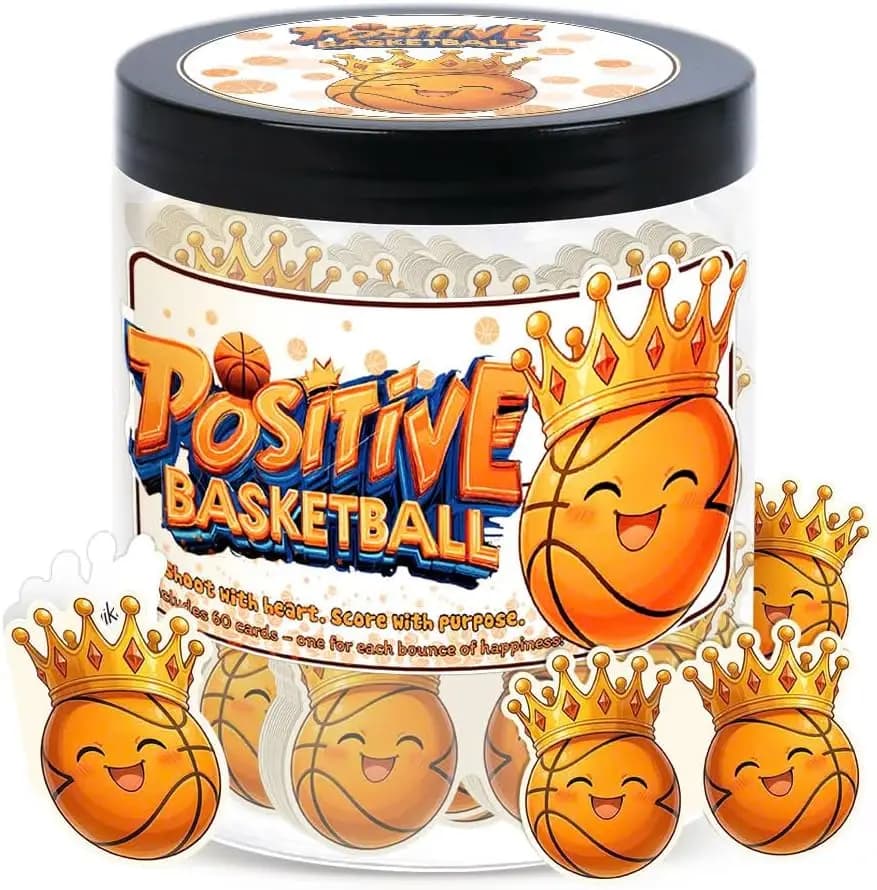 Barattolo da basket con 60 carte di affermazioni, regalo di supporto emotivo per adolescenti, uomini, allenatori