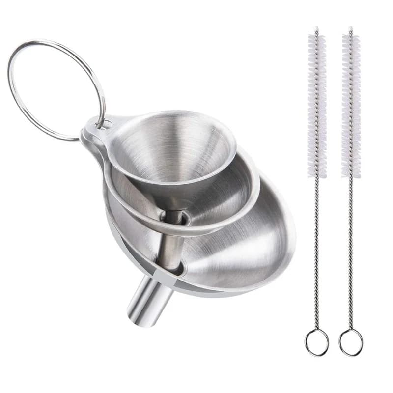 3/5 pcs stainless steel kitchen funnels Food-friendly metal funnel for filling bottles Small essential oil spices funnels
