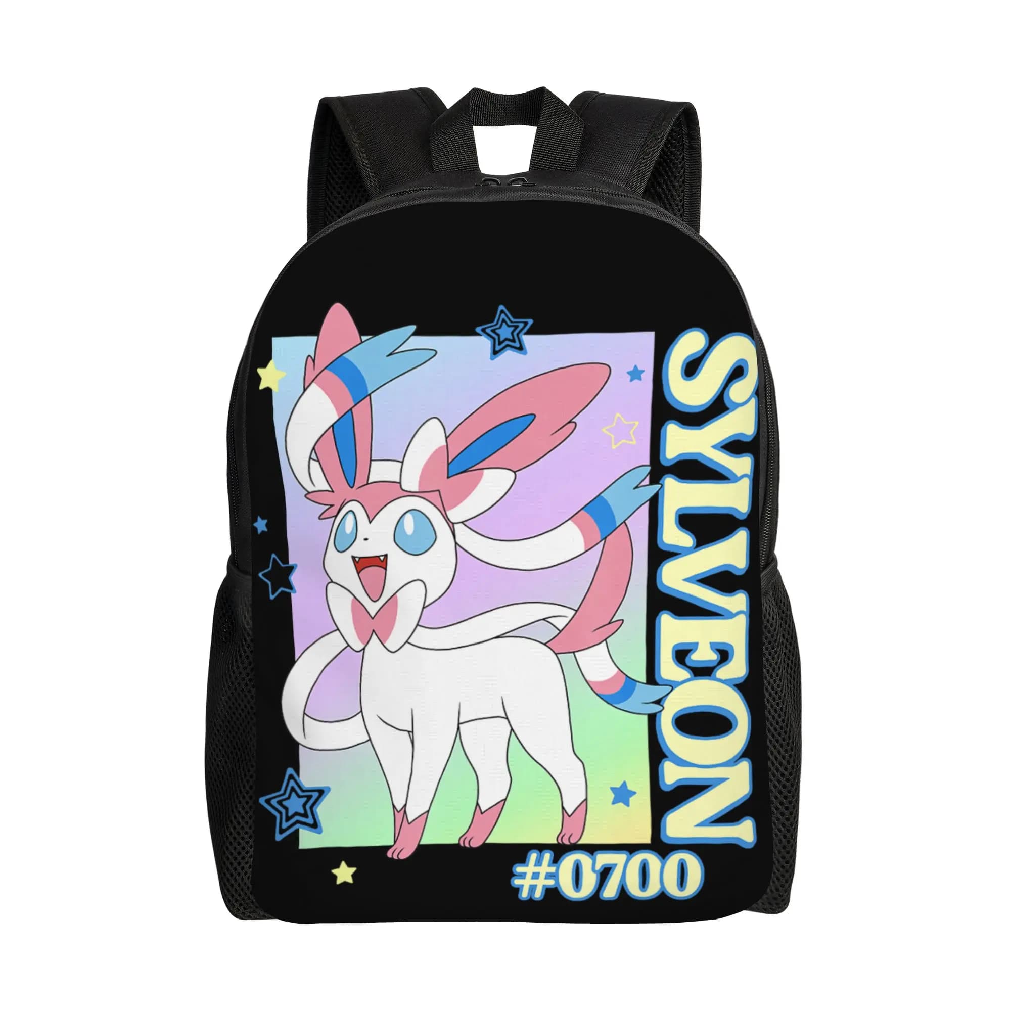Pokemon backpacks Sylveon Happy Colorful Portrait Unisex Adults Daypack mochila Campus Retro Washable Rucksack
