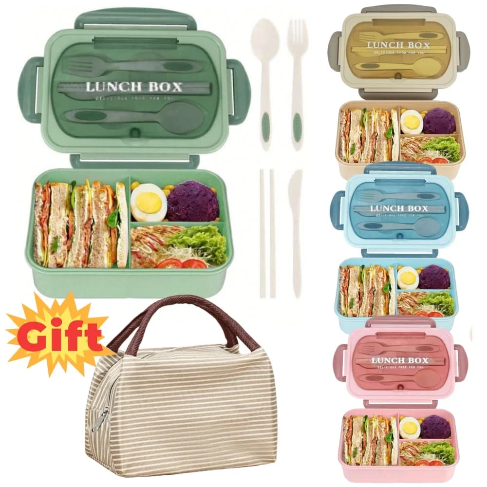 Portapranzo da 40,58 once con utensili e borsa termica Portapranzo Bento a prova di perdite con 3 scomparti per studenti e lavoratori Preparazione di pasti salutari
