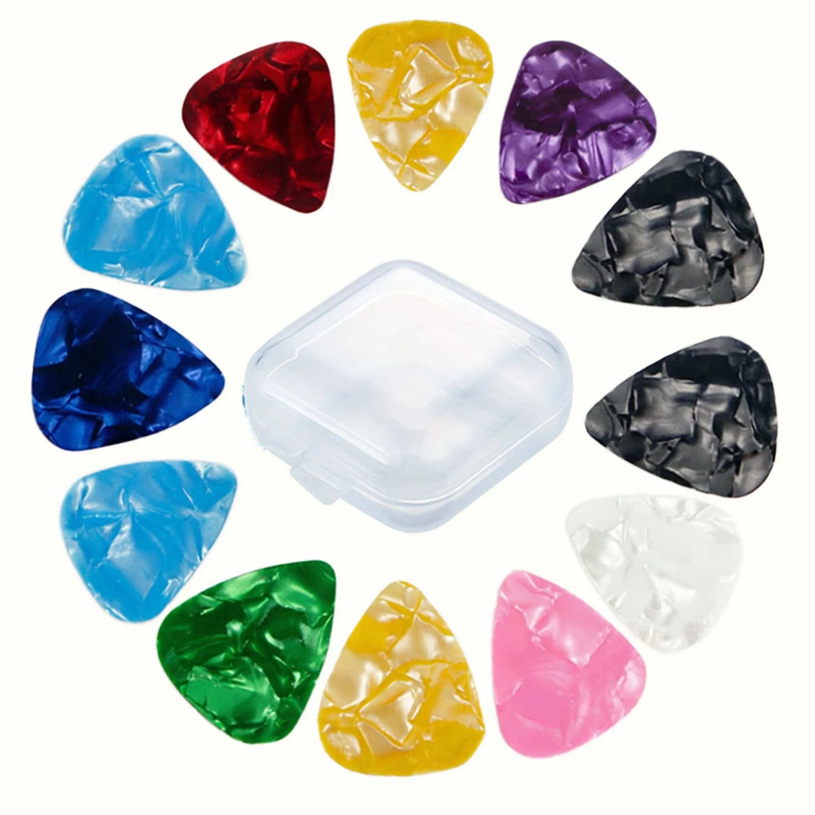 12/24 Pcs Guitar Picks with Pick Holder Set, 0.46mm, for Acoustic Guitar, Electric Guitar, Bass, Ukulele