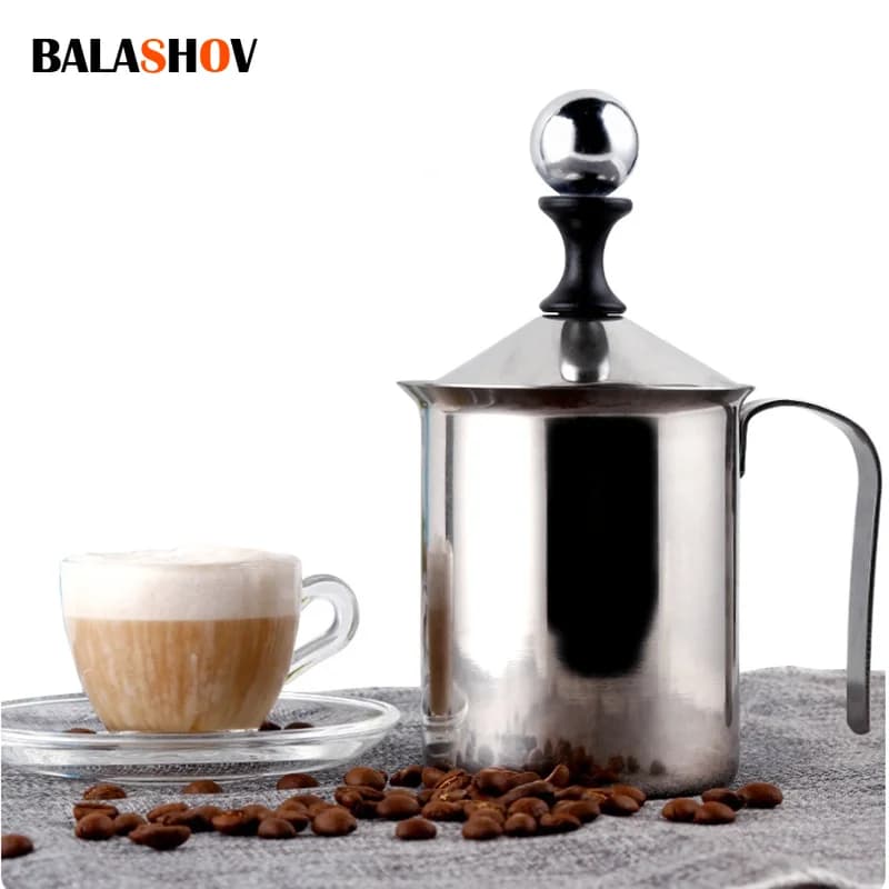 800ML Steel Montalatte Foam Maker Double Knife Milk Creamer Milk Foam Coffee Capuchin Drinks Mixer Blender for Eggs Kitchen