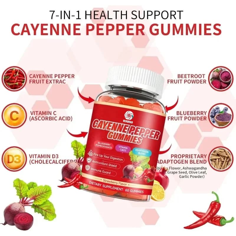 Ximei Fruit Powder, Vitamin C and D3, Immune Support and Daily Healthy Dietary Supplement, 60 Gummies