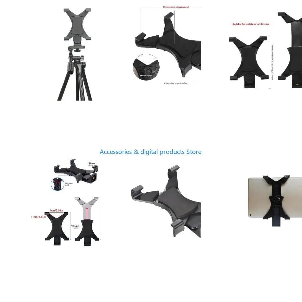 77JD Universal Tablet Tripod Mount Adapter with 1/4 Thread for 4.8 to 7.8Inch Devices