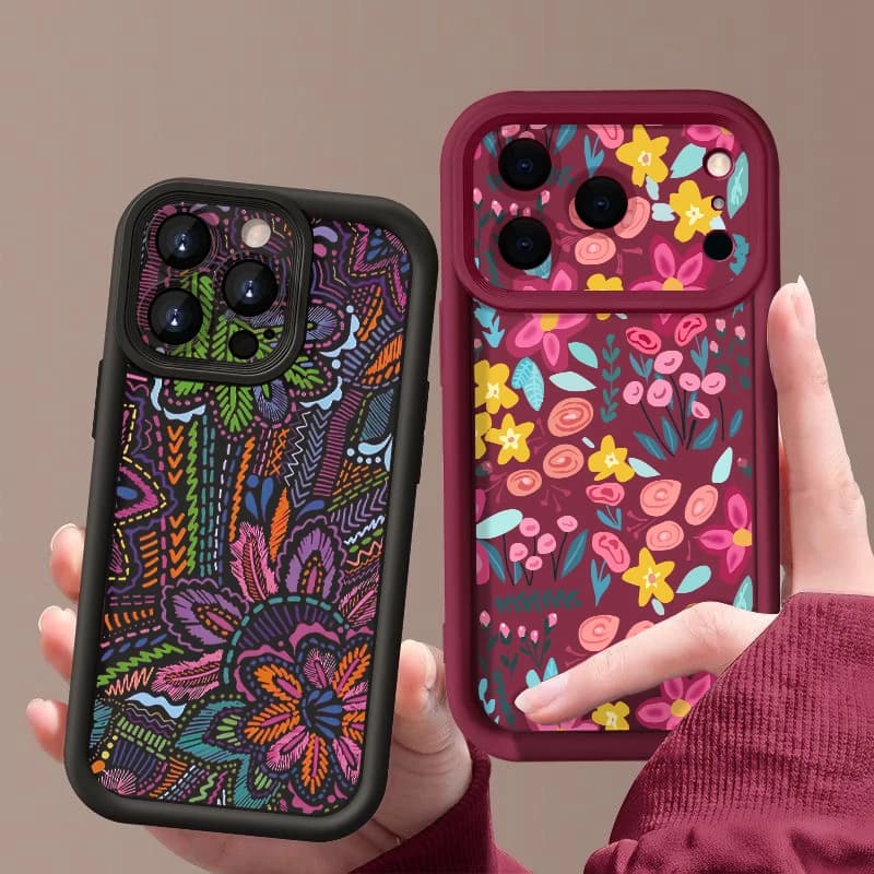 Custodia Morbida in TPU per iPhone 17e 17 16 15 14 13 Pro Max 17 16 Pro 16e 11 con Motivo Floreale Antiurto in Silicone