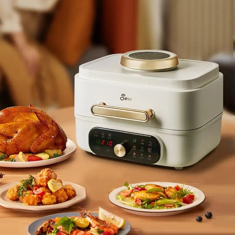 Friggitrice ad aria multifunzionale intelligente Pentola da cucina multifunzionale per uso domestico Padella automatica Pentola calda elettrica 6L