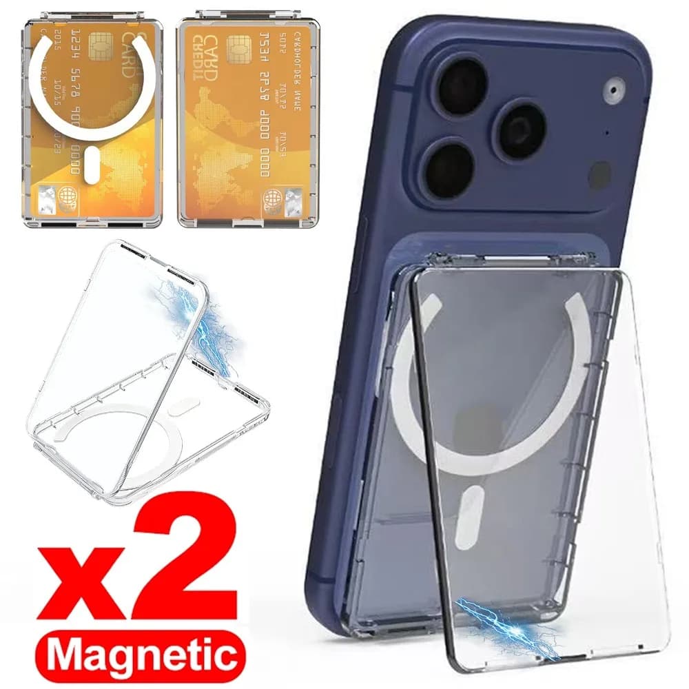 Portafoglio Magnetico per Cellulare, Supporto per Telefono, Porta Carte Staccabile con Magnete per iPhone Magsafe e Samsung con Ricarica Wireless