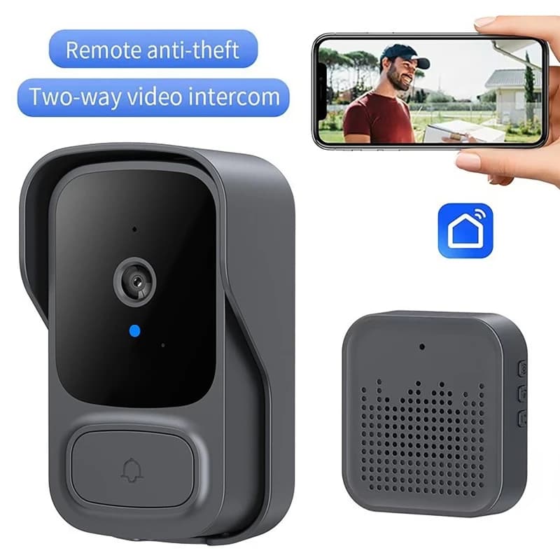 Campanello con Telecamera Tuya, Videocitofono Wireless con Visione Notturna 120° ° Camere per Videocitofoni Intelligenti con Angolo di Visione Ampio e Monitoraggio Remoto WIFI
