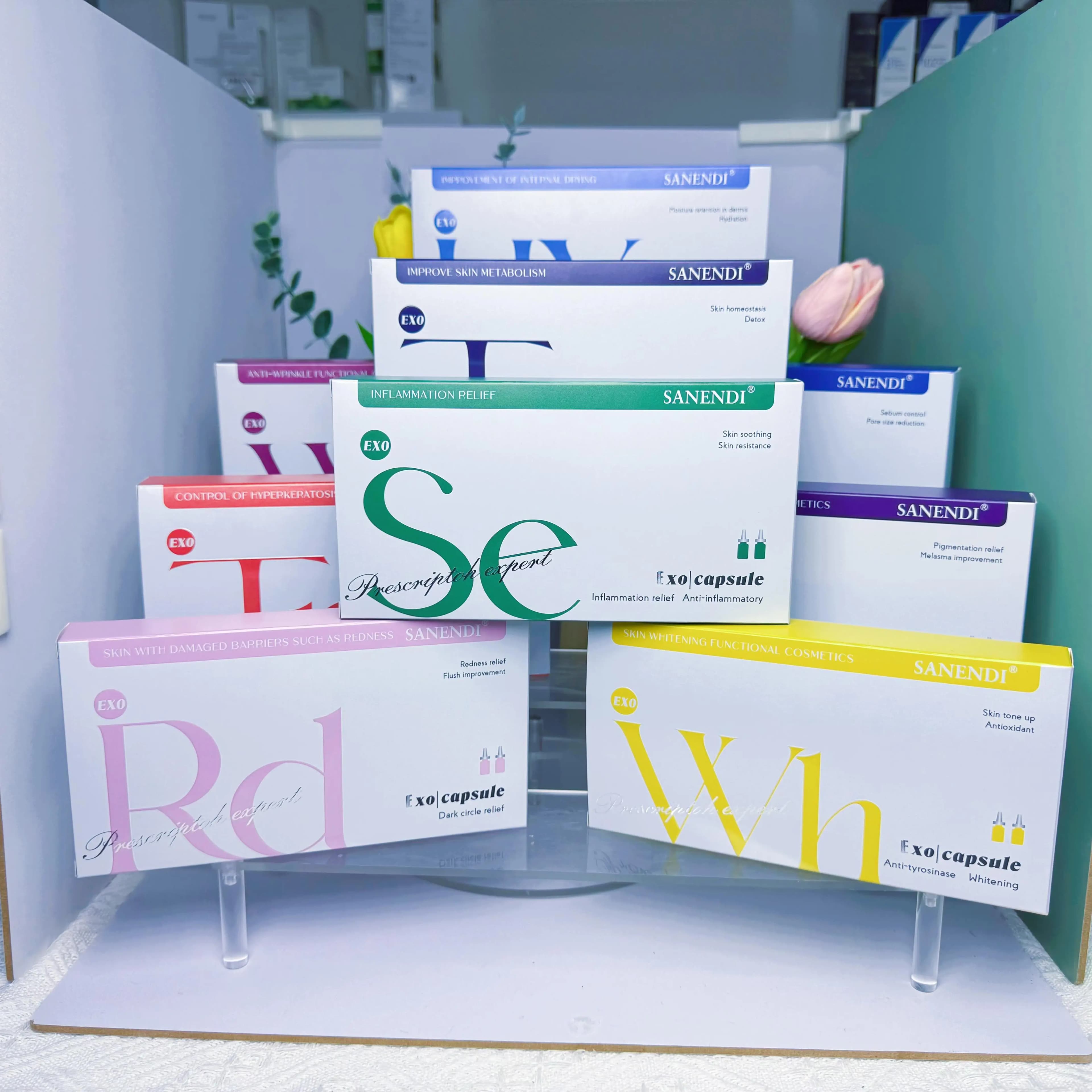 Sanendi EXO-Meso Capsule Series Acido ialuronico Essenza idratante Set per la cura del viso nutriente e schiarente