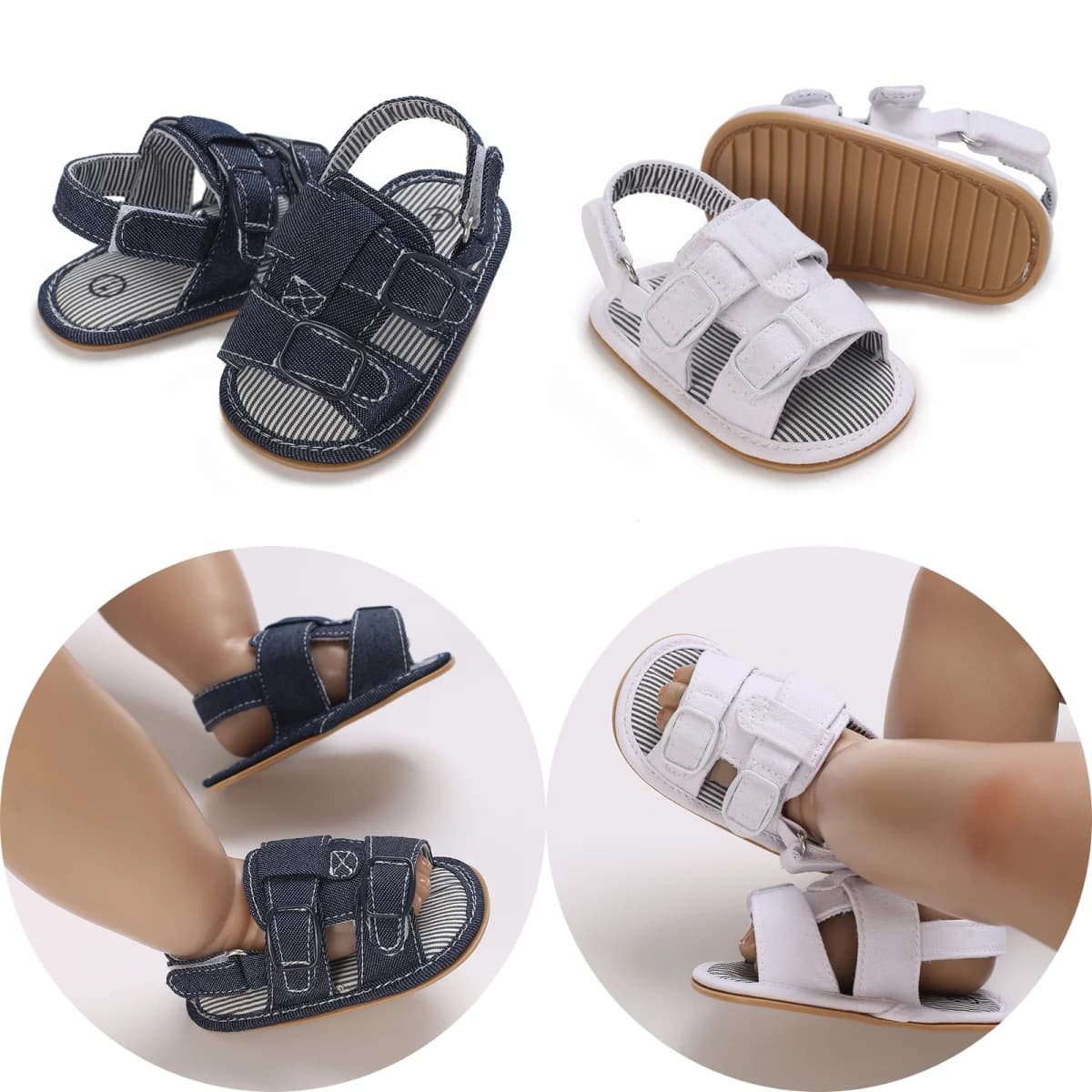 New Classic Summer Baby Sandales Shoes Toddler Girl Boy sandali di tela suola in gomma antiscivolo First Walker culla scarpe per 0-18M
