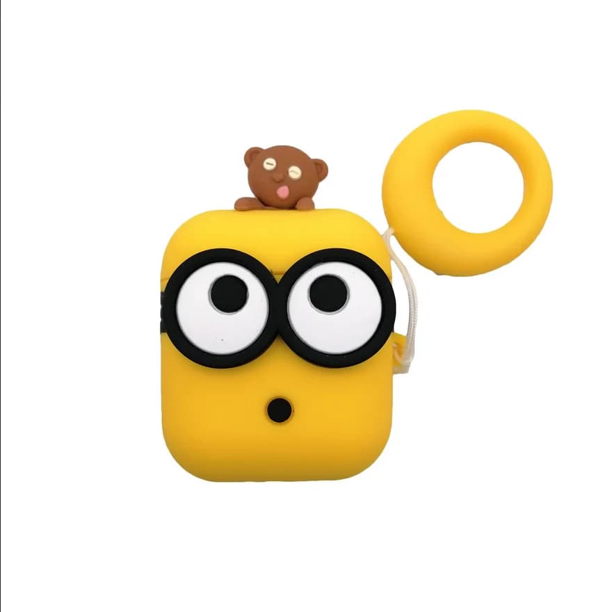 Custodia per Airpods Pro 3, Cover Protettiva in Silicone 3D con Occhi Grandi e Orsetto per Airpods Pro 2/Airpods 1 2 3 4, per Bambini