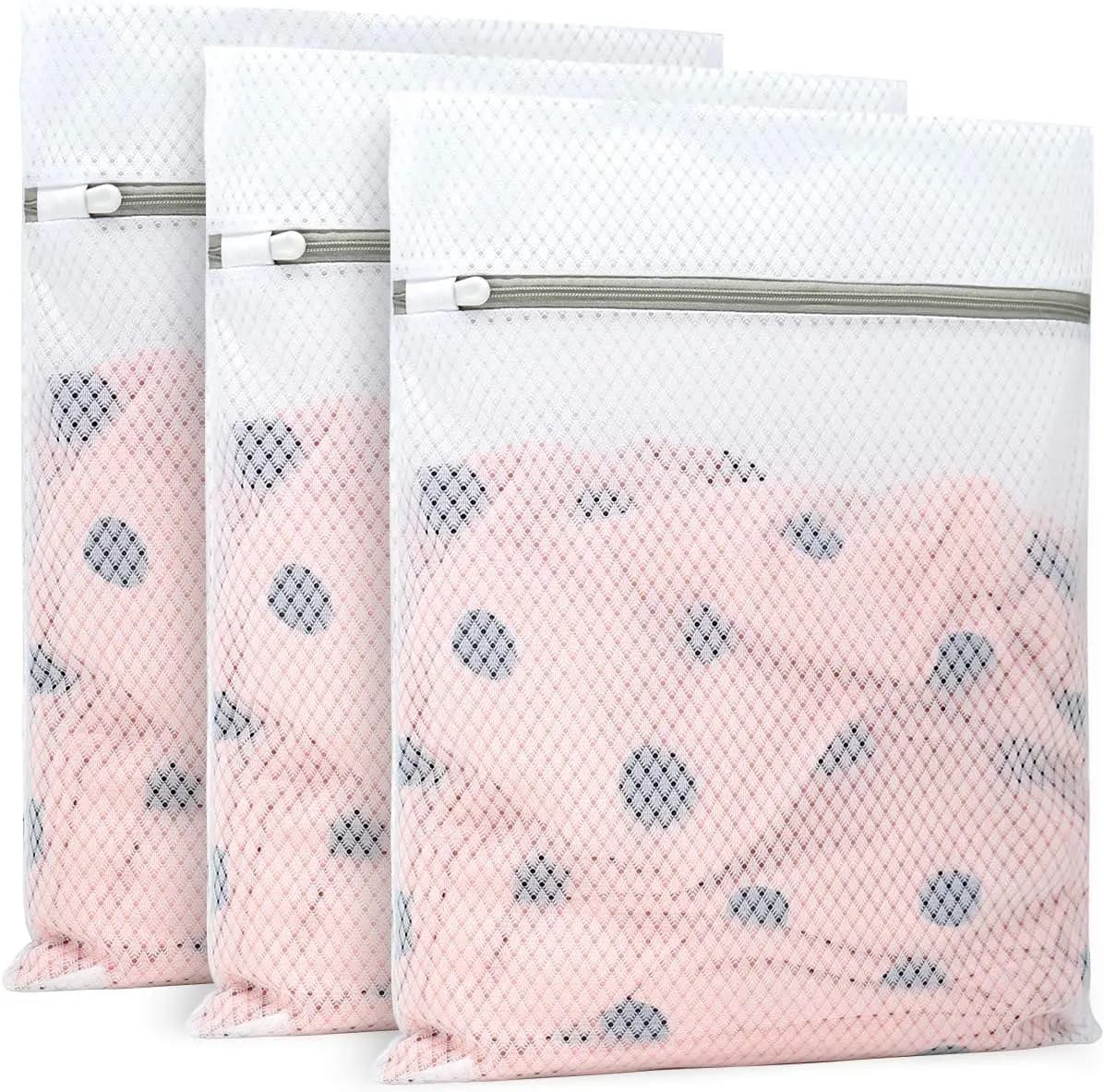 3 sacchetti per bucato in rete diamantata resistenti per capi delicati, 12x16 pollici (medi)