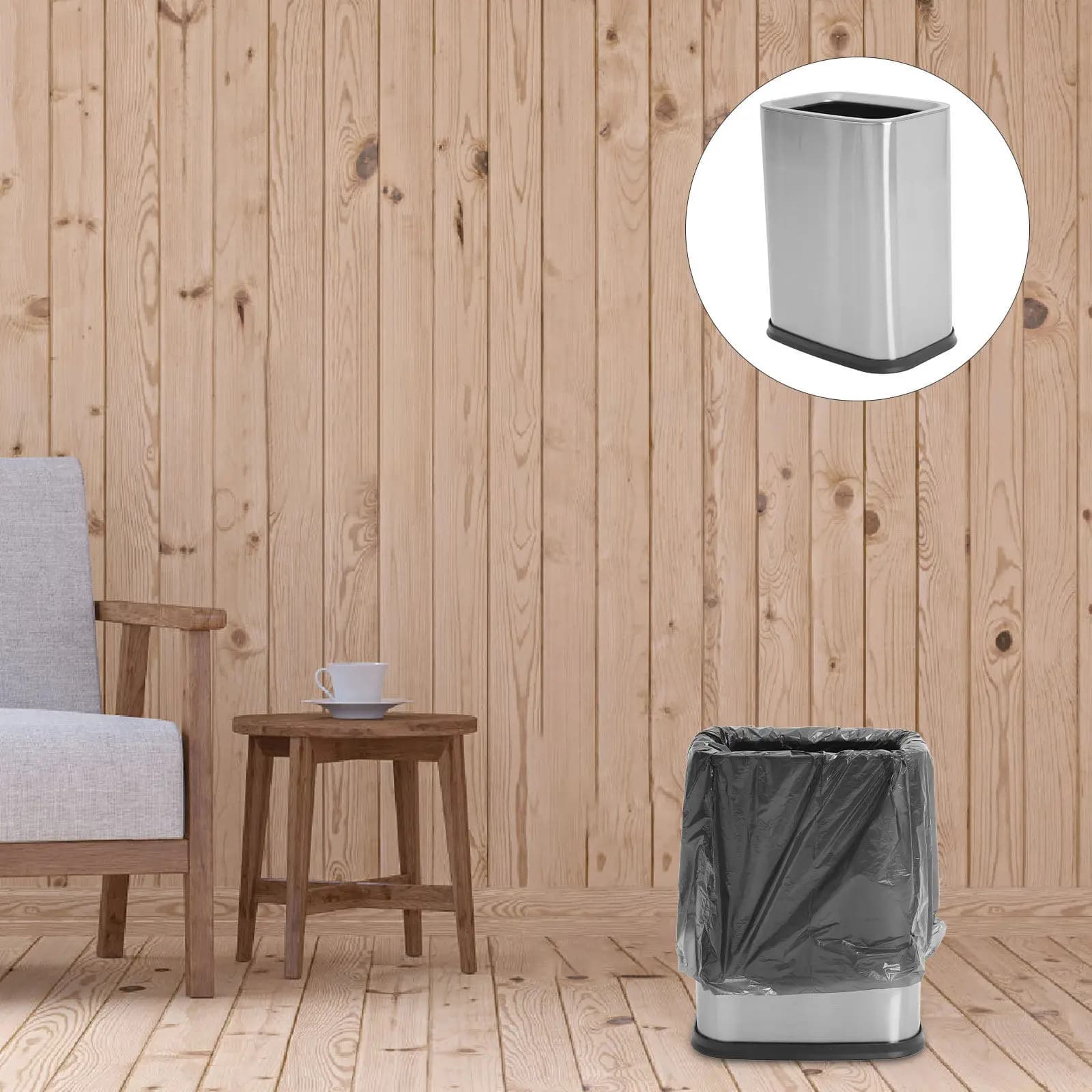 Stainless Steel Trash Can Dual Compartment Open Top Kitchen Living Room Bathroom Waste Basket Compact Metal Bin