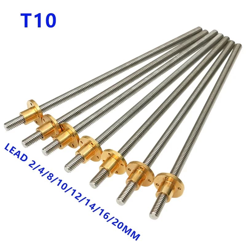 Acciaio inossidabile 304 T10 10mm Lunghezza vite 100 200 300 400 500 550 mm Piombo 2 4 8 10 12 20 Vite trapezoidale con dado