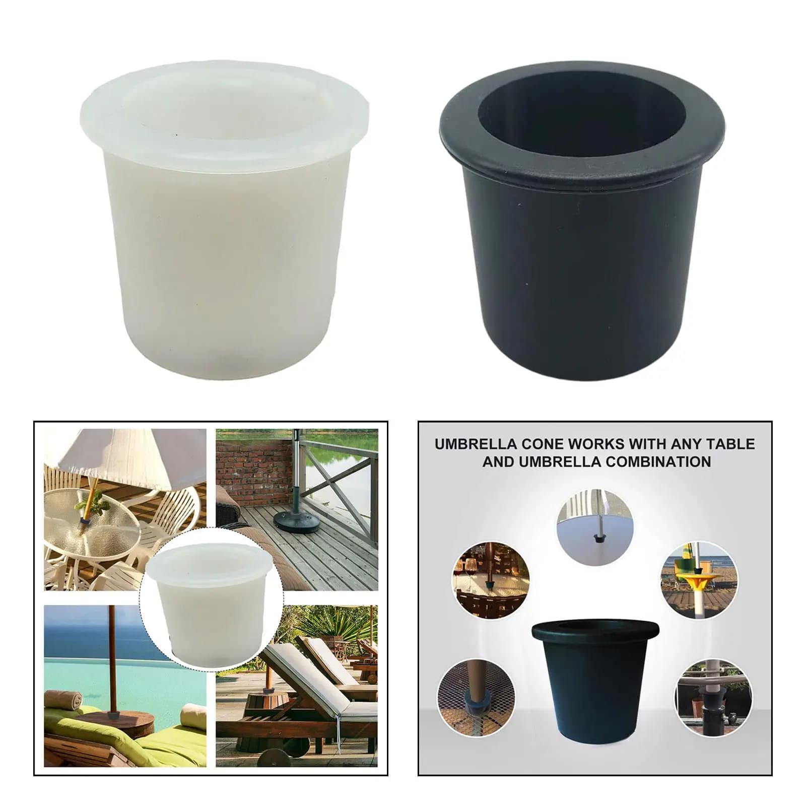 Tappi Conici per Fori Ombrellone da Esterno, Base per Ombrellone con Anello di Fissaggio Resistente per Spiaggia, Terrazza, Giardino, Patio, Piscina