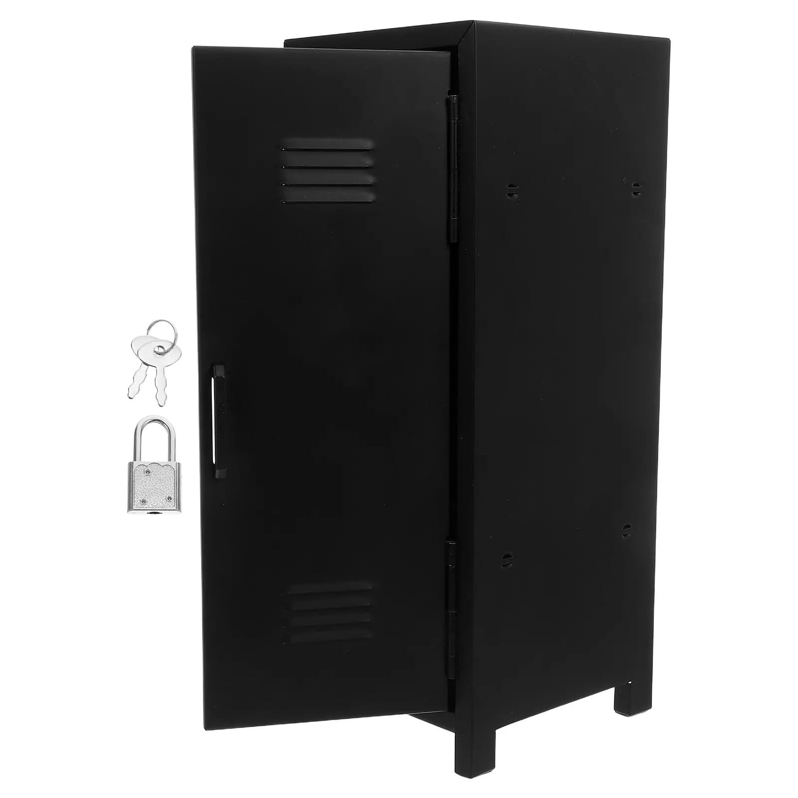 Mini Armadietto in Metallo con Serratura e Chiave, Contenitore Sicuro per Organizzare Forniture e Oggetti di Valore sullo Scrivania, Organizer da Scrivania in Metallo