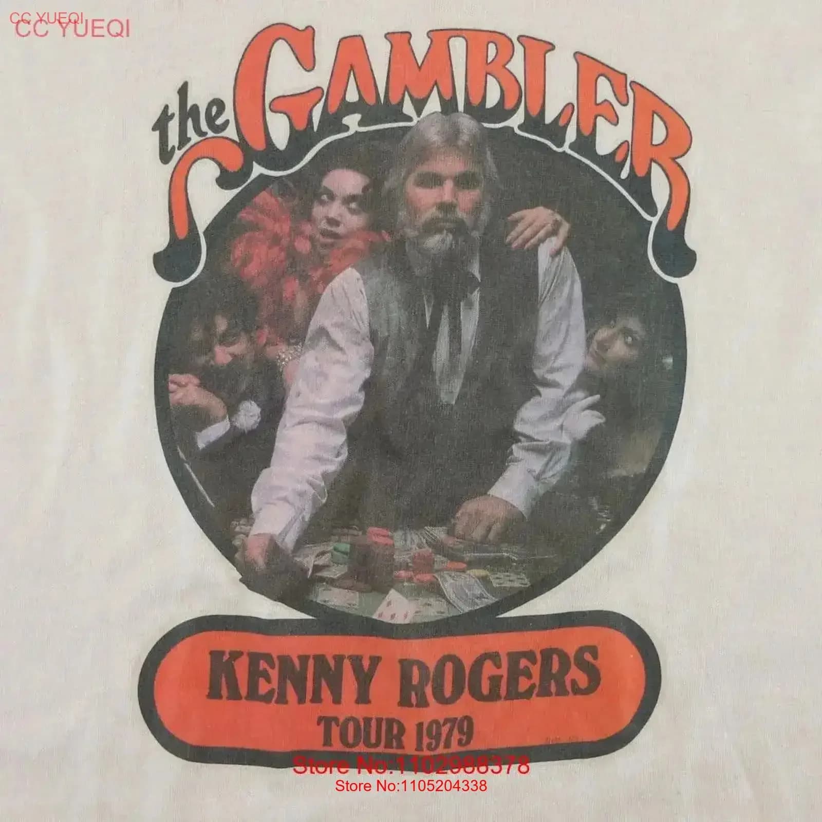 1979 Kenny Rogers The Gambler Tour T Shirt IM039 vintage Lavato Elegante streetwear Leggermente traspirante Moda casual Unisex