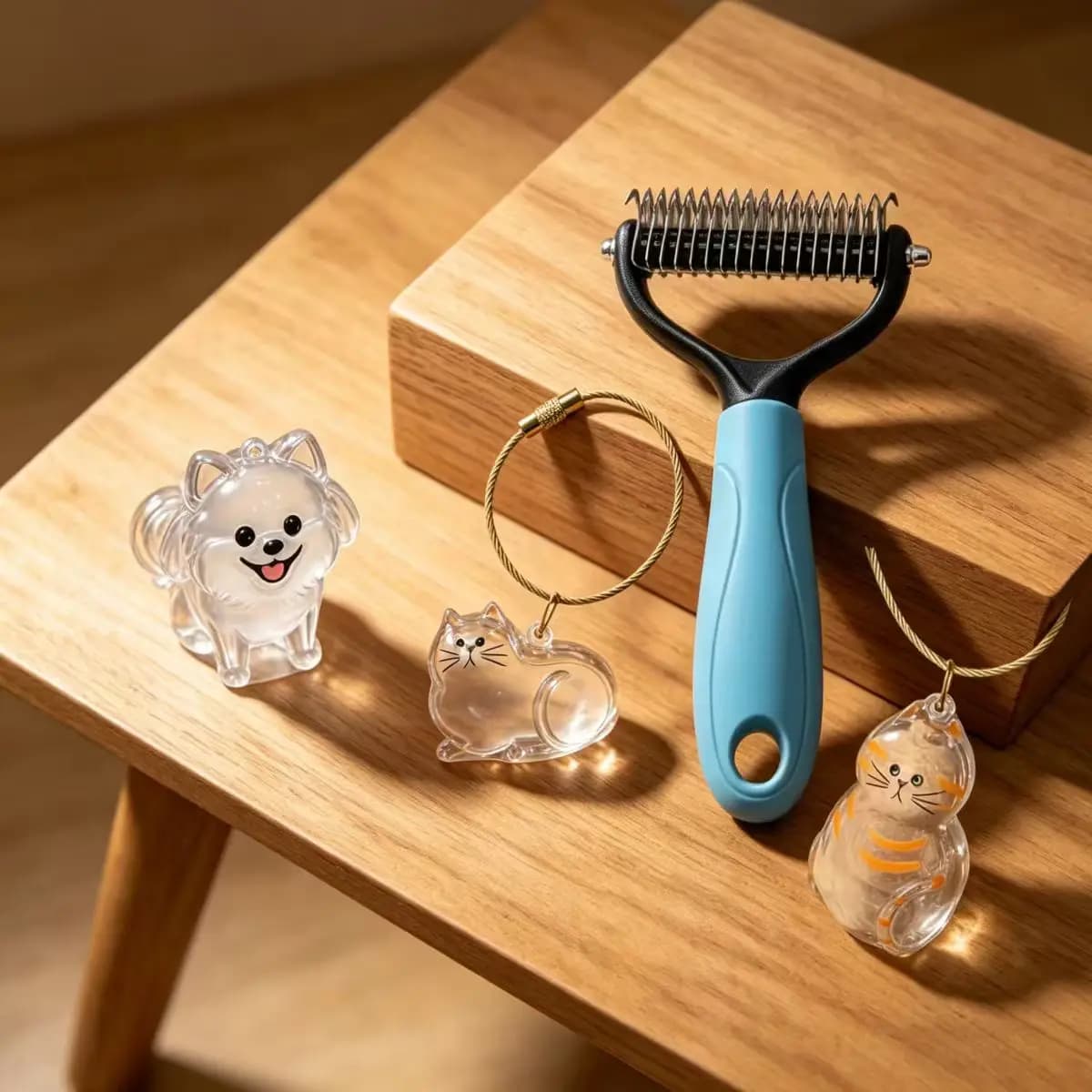 Spazzola Rimuovi Peli per Animali Domestici con Contenitore per Pelo, Ornamento Raccoglipelo per Cani e Gatti, Ciondolo Fai-da-te per Conservare i Peli degli Animali, Deshedding